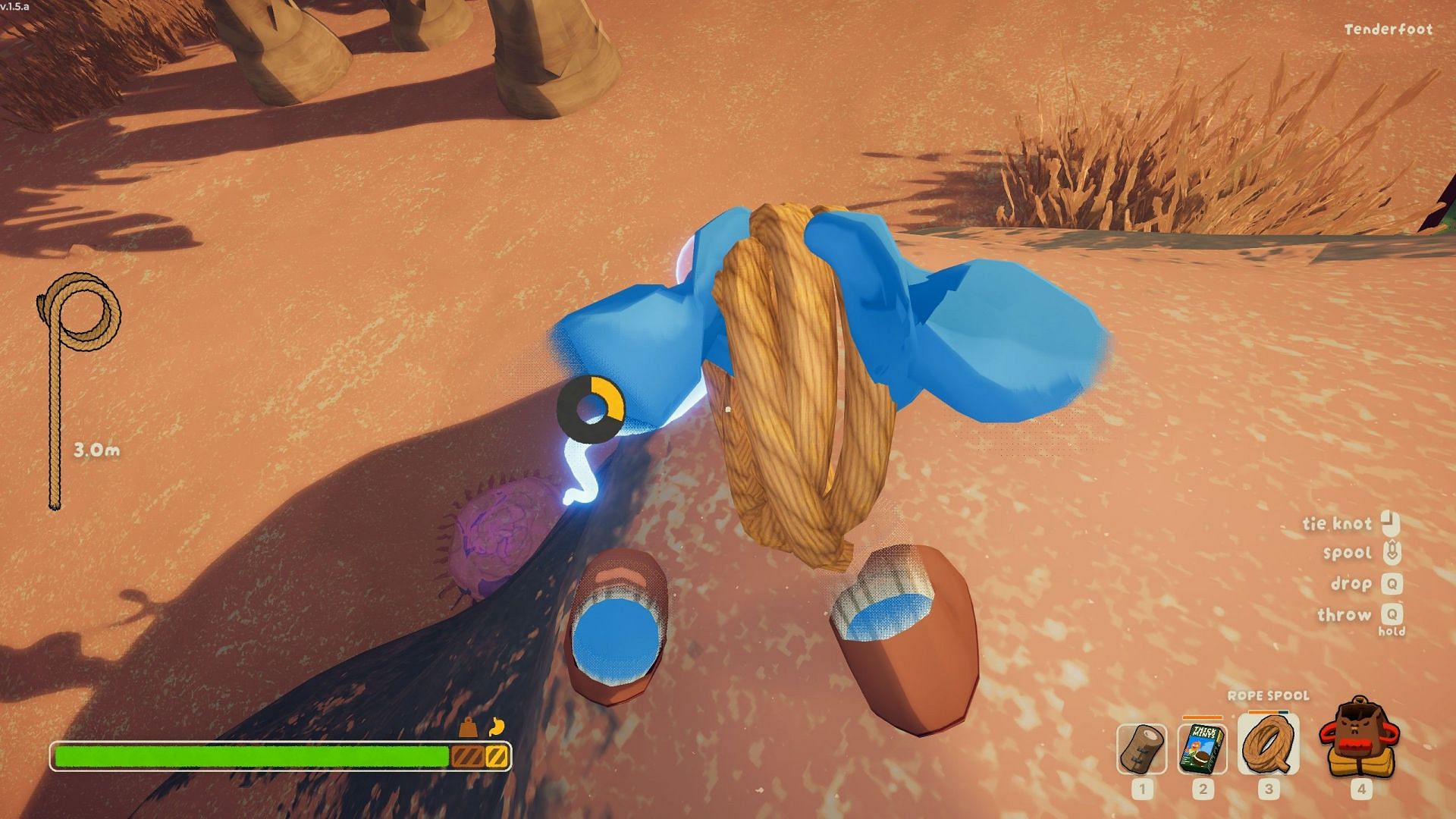 Spool the rope and then pin it down on a surface (Image via Landfall)
